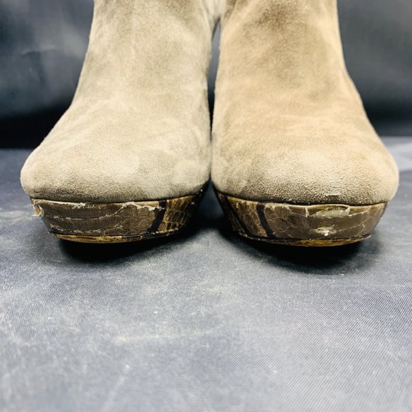 Alexandre Birman Grey Platform Snakeskin Wedges - Picture 4 of 10